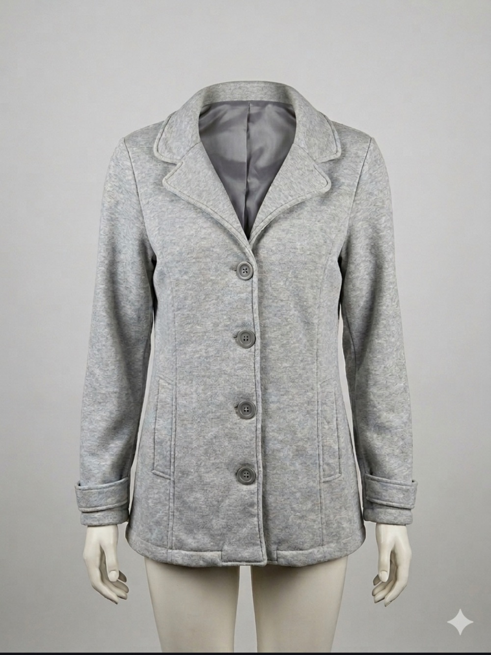 Light Gray Women's Button Front Pea Coat